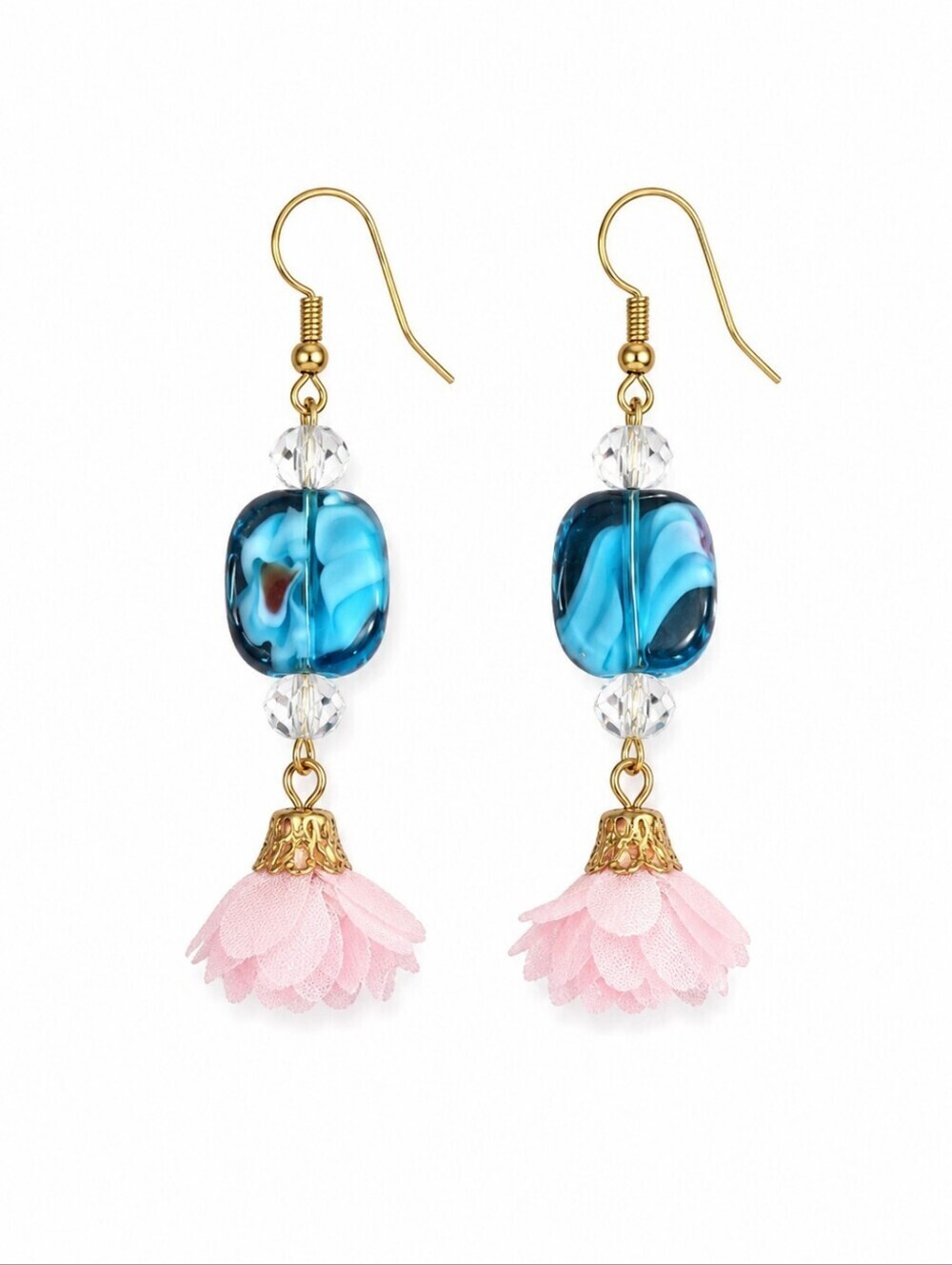 3/$30 Handmade Barbie Glass Beaded Boho Tassel Dangle Hook Earrings